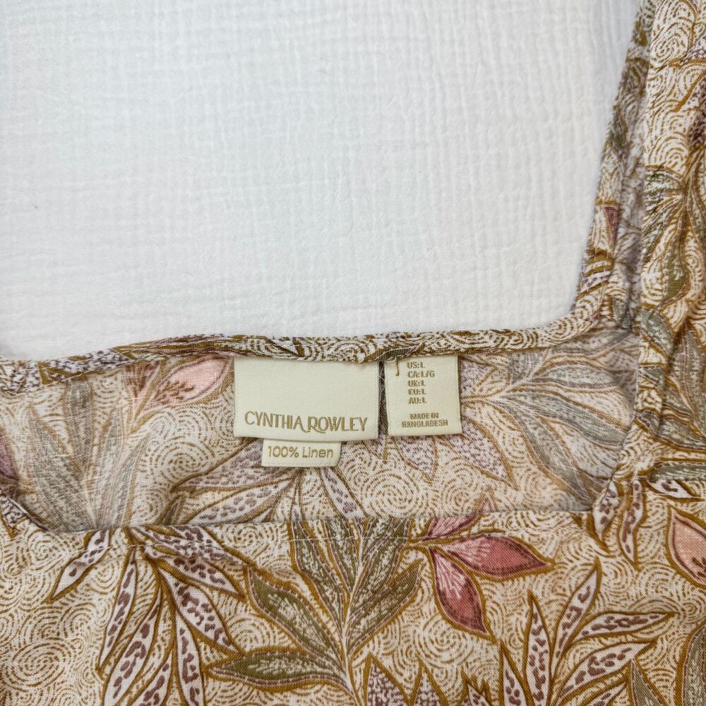 Cynthia Rowley Linen Tank Top Botanical Print Boho Large Poetcore Cruise Resort - Picture 4 of 10